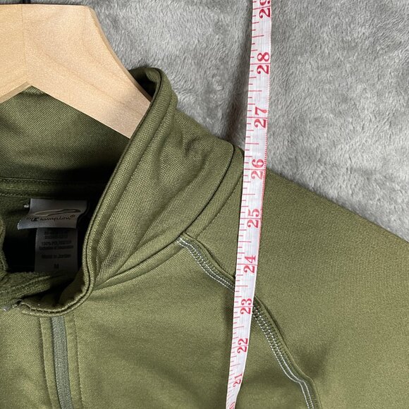 Champion Duofold Jacket Fleece Mens Medium Green Warm Control 1/4 Zip Logo - Picture 4 of 7